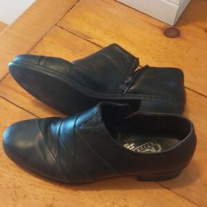 Rieker Anti-stress Black Leather Zip Ankle Shoes Comfort Heel US 6.5